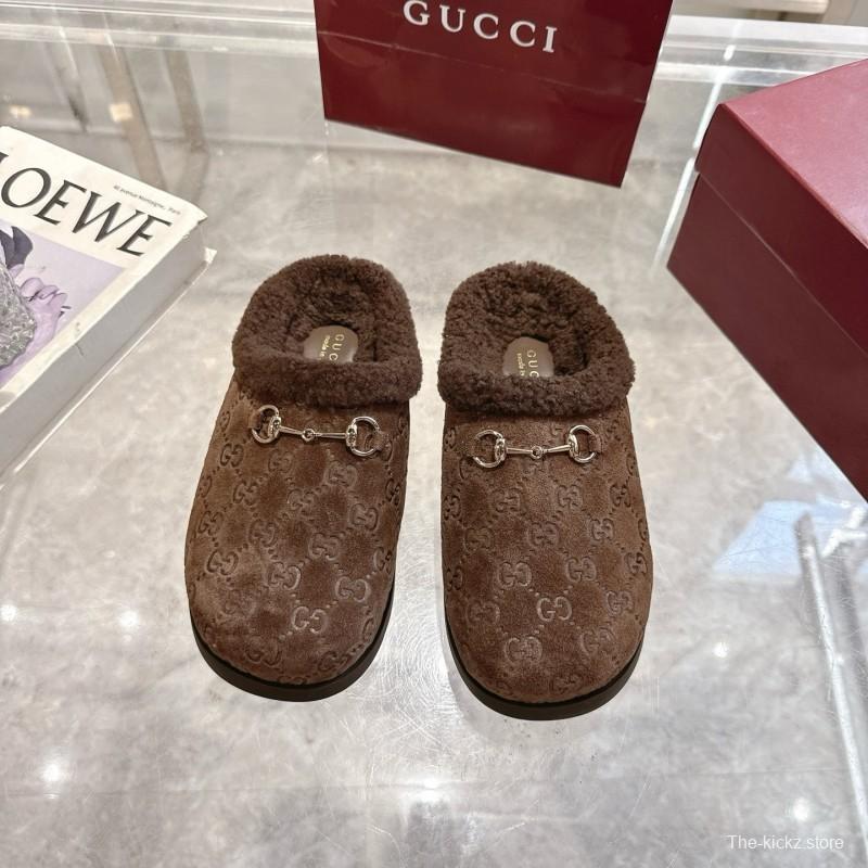 Gucci 2025 SS Autumn Winter New Suede Leather Horsebit Detail Women Wool Loafers - LY00260