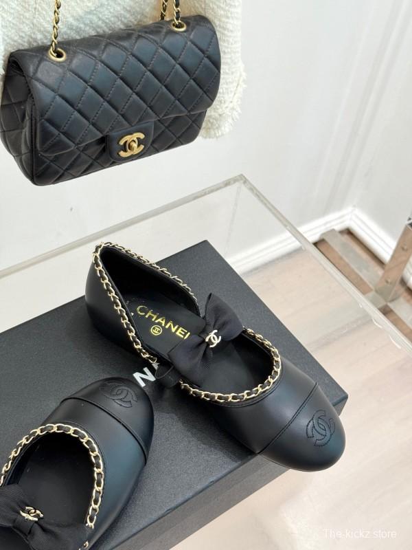 Chanel 2025 SS Hollow Chain Bow Mary Jane Shoes - KFY00290/KFY00300