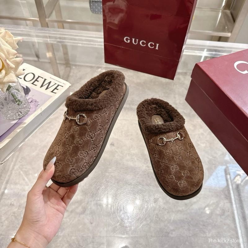 Gucci 2025 SS Autumn Winter New Suede Leather Horsebit Detail Women Wool Loafers - LY00260