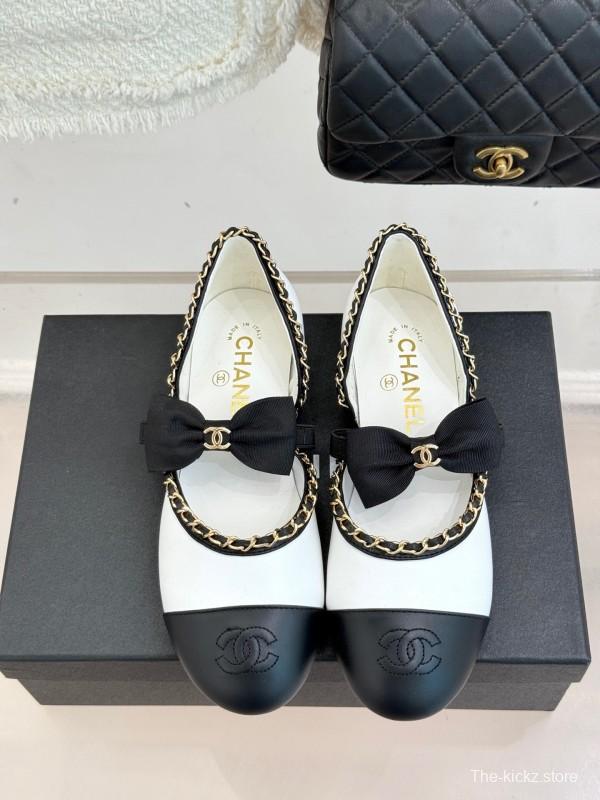Chanel 2025 SS Hollow Chain Bow Mary Jane Shoes - KFY00290/KFY00300