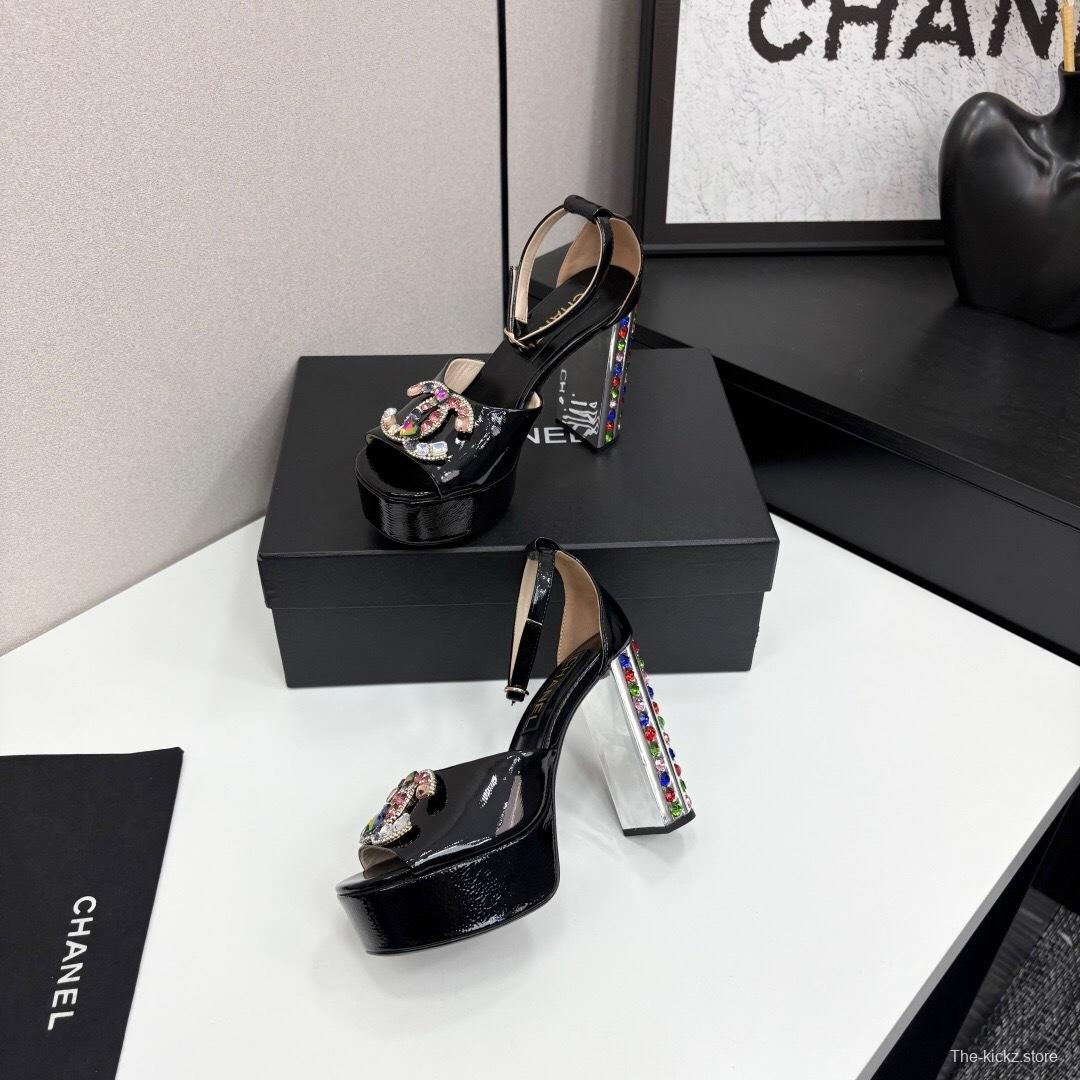 Adidas 2025/SS Glam Rock Chunky Heel Square Toe Platform Back Strap Sandals - KFY00350